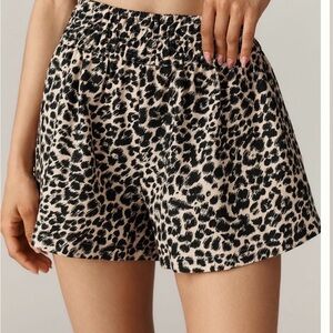 Anthropologie The Somerset Printed Linen Cotton Shorts, Leopard XL